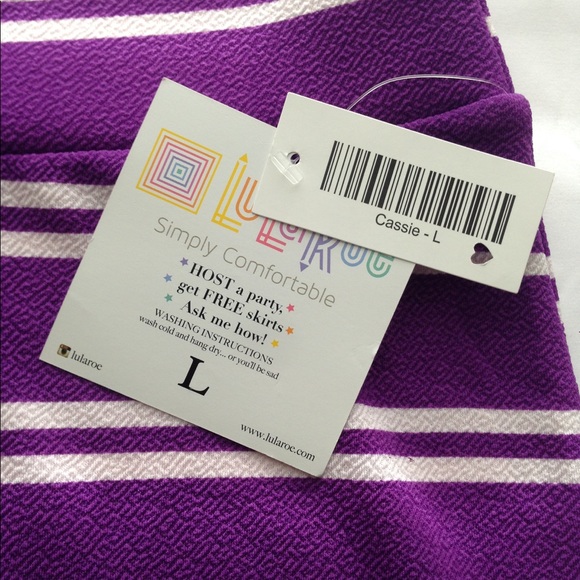 LuLaRoe Cassie Pencil Skirt purple stripes - Picture 2 of 2
